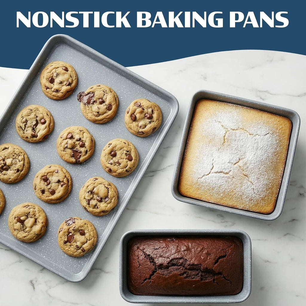 20 Pc Pots and Pans Set Non Stick, Pots and Pans Ceramic Cookware Set with Square Pan, Pot and Pan Set with Bakeware/Utensils, Non Stick Pots and Pan Set, Oven/Dishwasher Safe, Gray