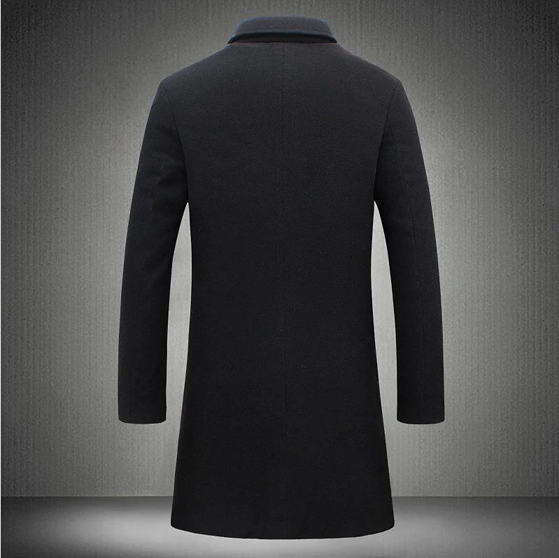 Men's Mid-length Trench Coat Fall Winter Slim Pockets Single-breasted Collar Jacket  Casual Business Comfortable Overcoat Clothing