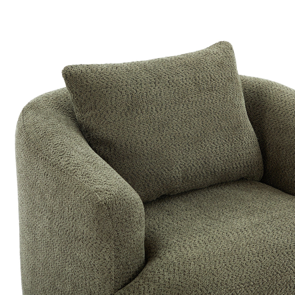 360° Swivel Barrel Sofa Chair With Throw Pillow, Upholstered Accent Chair