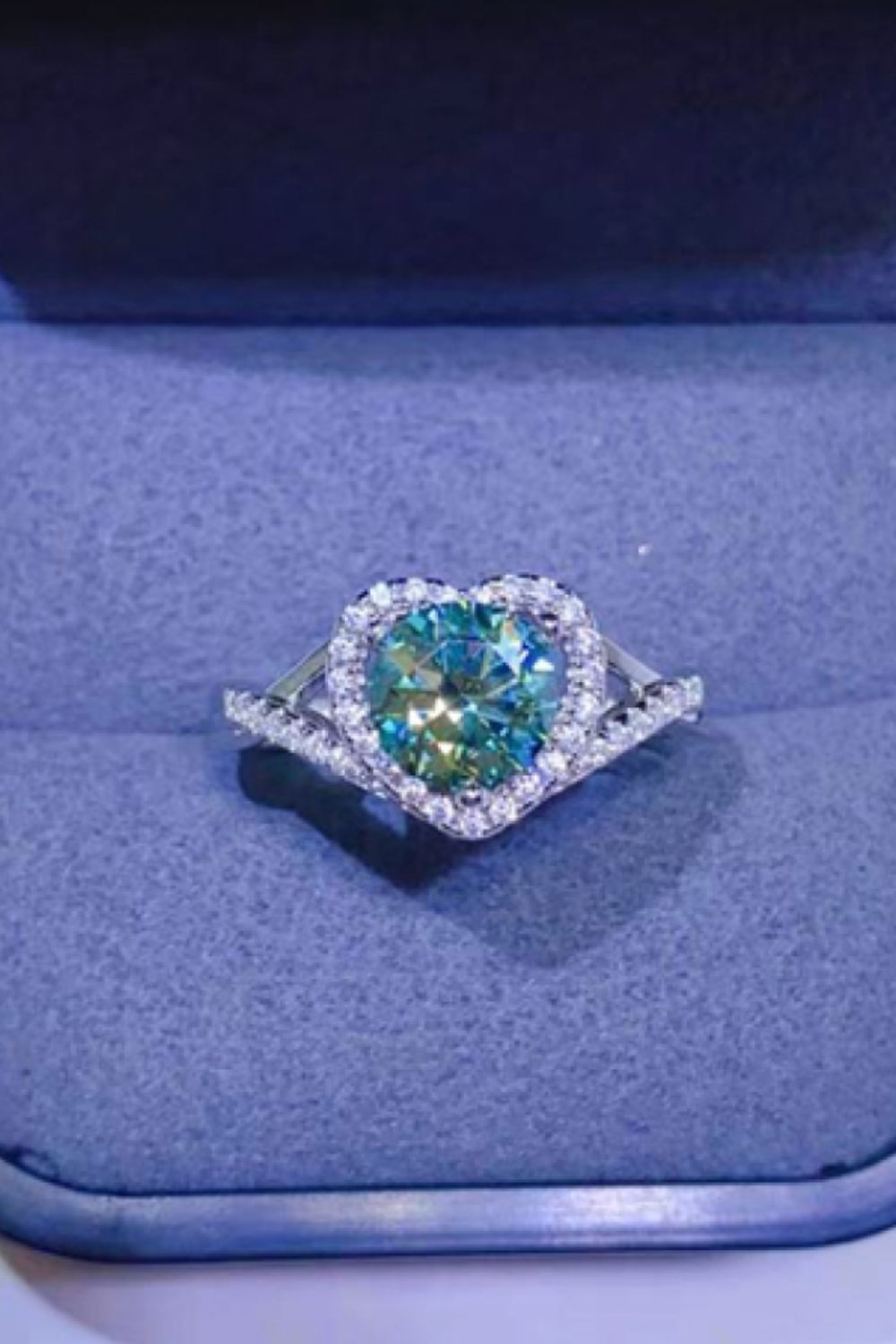 Adored 1 Carat Yellow Green Sparkala™ Platinum Over Pure Sterling Silver Heart Ring