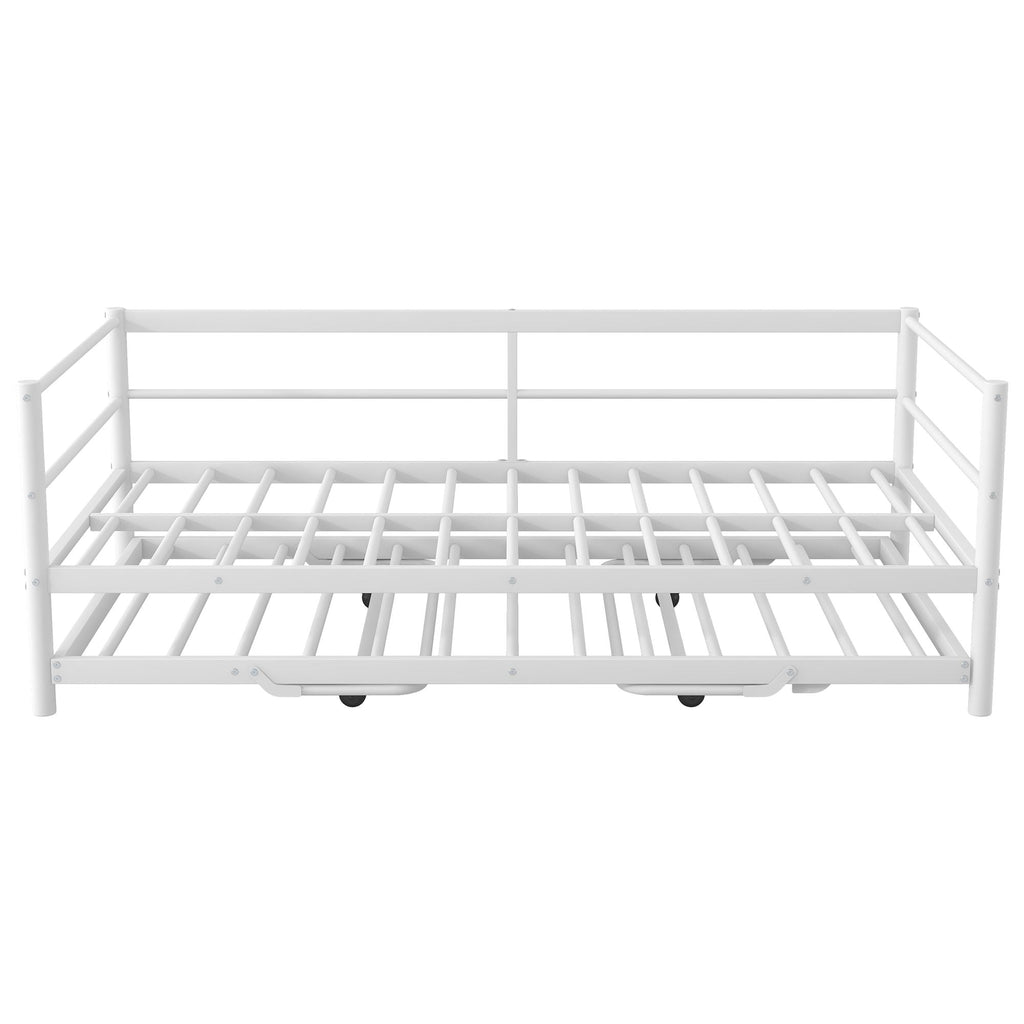 Industrial Metal Daybed With Adjustable Pop Up Trundle And LED Strip