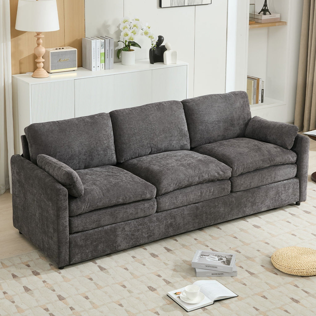 Cozy Upholstered 3 Seater Sofa With Double Cushion