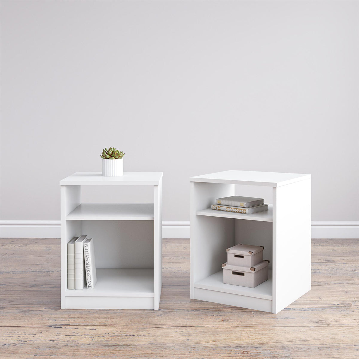 Open Shelf Nightstand - White