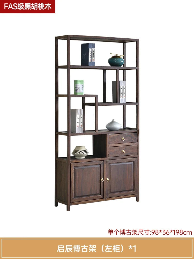 Luxury Chinese Solid Wood Curio Cabinet – Oriental Living Room Display Credenza