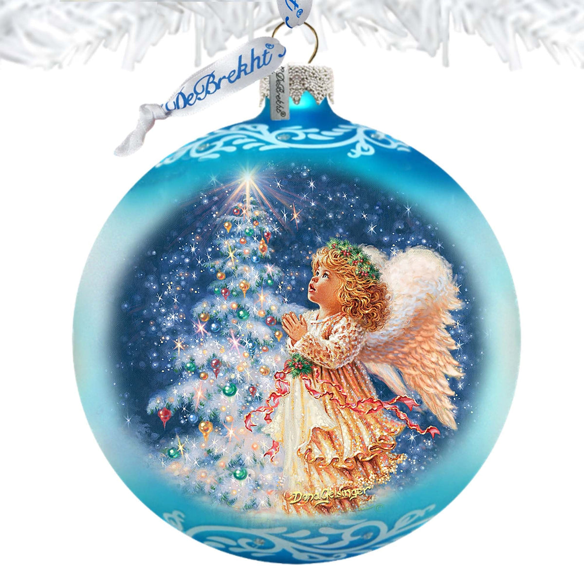 Angels Christmas Wish Lg Glass Ornament by D.Gelsinger - Christmas Holiday Decor - 73961