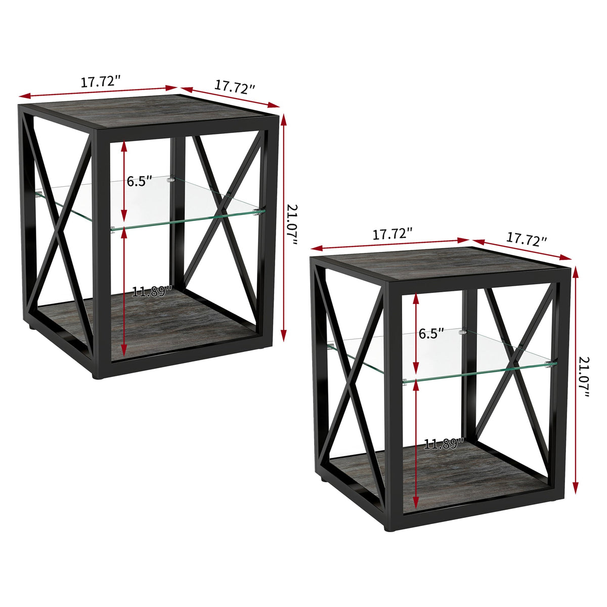 Set of 2 Modern End Tables for Bedroom & Living Room