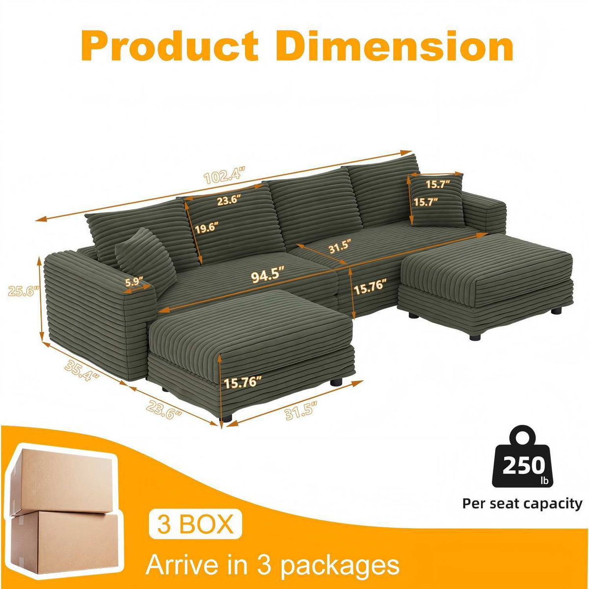 Modern Comfy Upholstered Sofa Cloud Couch & Deep Seat Couches