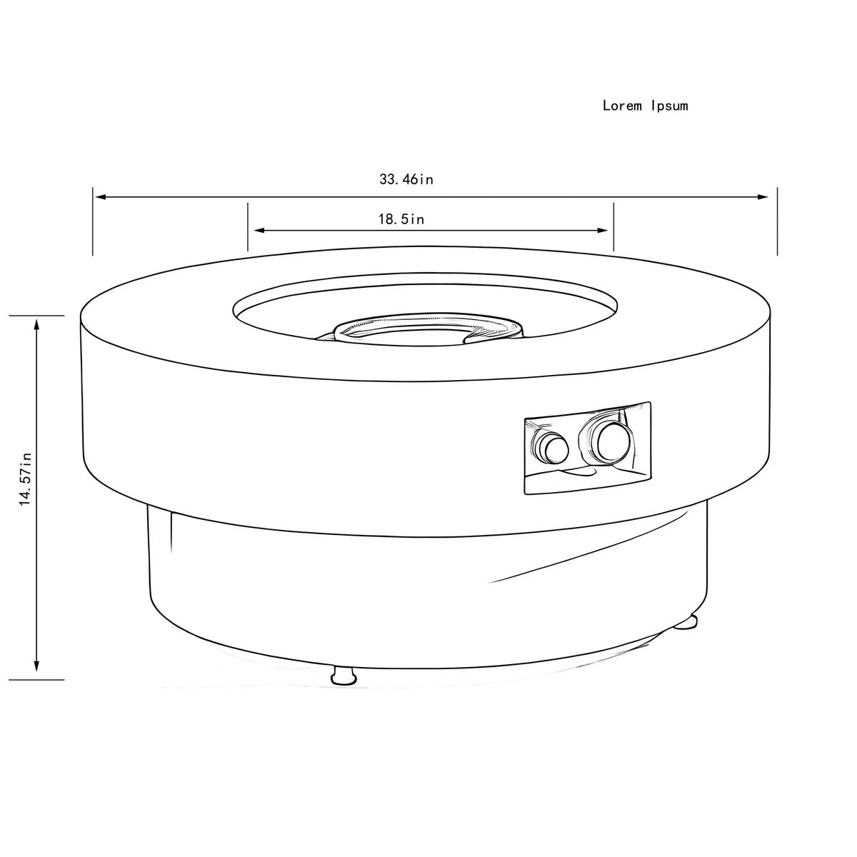 34-Inch Round Propane Fire Pit Table