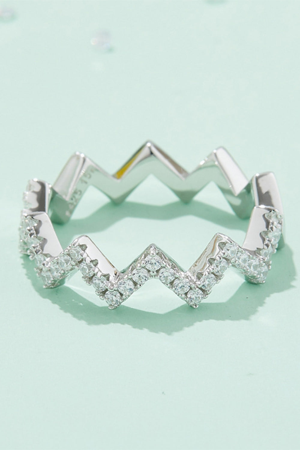 Sparkala™ Wavy Band Ring (Platinum Over Pure Sterling Silver)