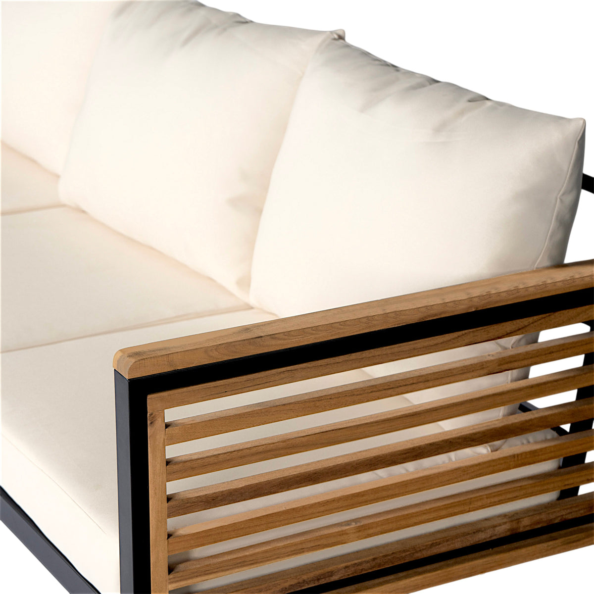 Outdoor 4-Piece Acacia Wood and Metal Patio Sofa Set