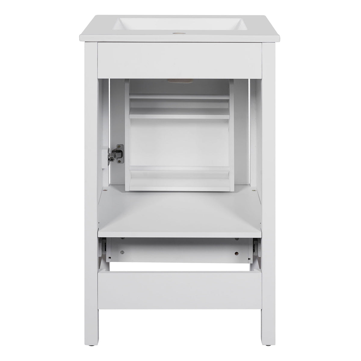 Bathroom Vanity With Ceramic Sink, Soft Close Drawers, Door Organizer, Divider Drawer, Adjustable Foot Pads