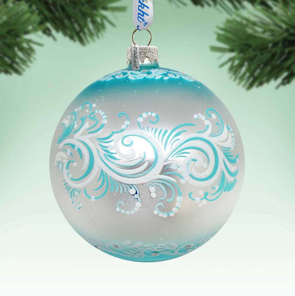 Glowing Snowman Lg Glass Ornament in Blue by Gelsinger - Christmas Decor - 73926B-DG