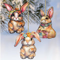 Easter Bunnies Eco Wood Ornaments Set of 3 by G. Debrekht - Easter Décor - 8091042-S3
