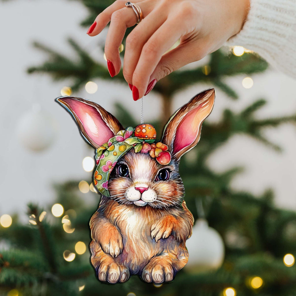 Easter Bunnies Eco Wood Ornaments Set of 3 by G. Debrekht - Easter Décor - 8091042-S3