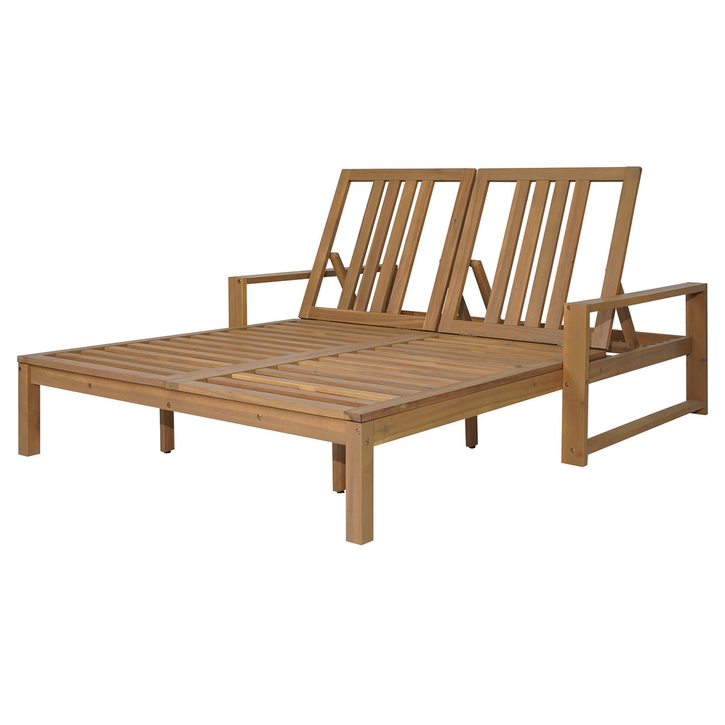 TREXM Outdoor Double Lounge Chair with 5-Position Adjustable Backrest
