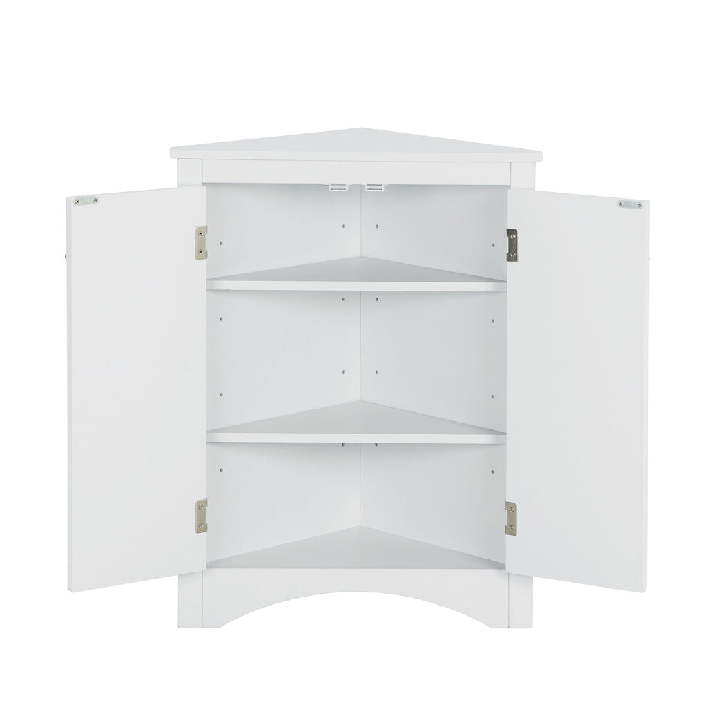 Triangle Bathroom Storage Cabinet With Adjustable Shelves, Freestanding Floor Cabinet For Home Kitchen