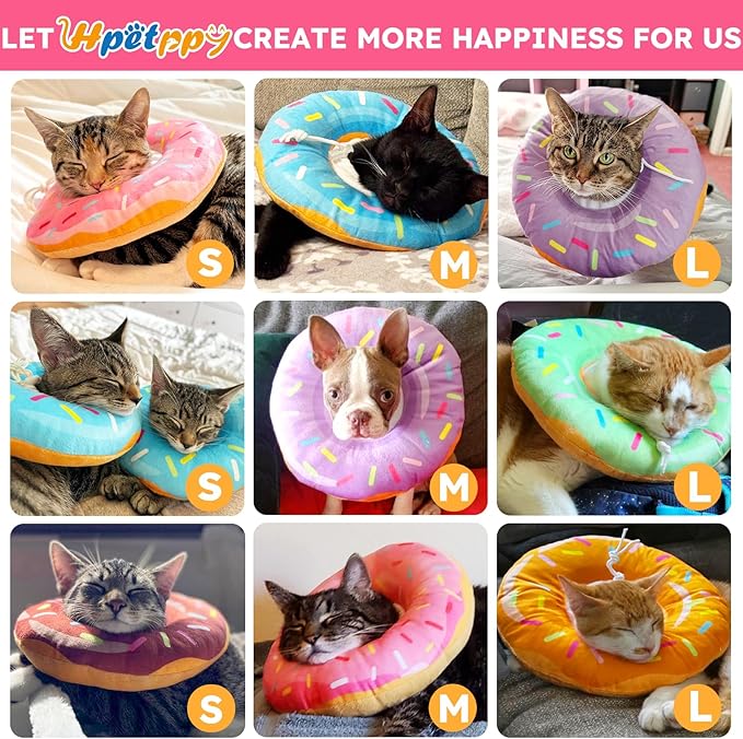 Cat Cone Collar Soft, Cat Recovery Collar for Wound Healing Cute Donut Adjustable Kitten Cones to Stop Licking Comfortable Lightweight Neck Elizabethan Collars for Cats Kittens After Surgery