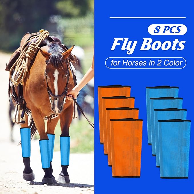 8 Pcs Mesh Fly Boots for Horse Breathable Mesh Horse Boots Protective Horse Leg Wraps Horse Leggings for Preventing Flies and Mosquitoes Bites (Light Pink, Dark Pink)