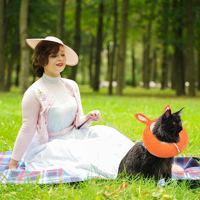 Adjustable Cat Collar Soft to Stop Licking After Surgery for Kitten, Alternative to Cone of Shame, Donut Cone for Cats, Pet Elizabethan Collar (Rabbit, Small)