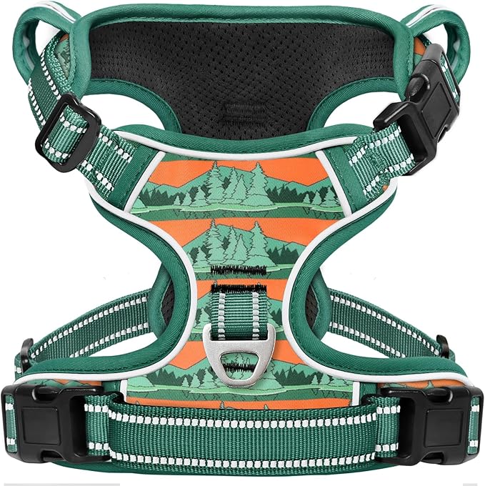 Timos No Pull Dog Harness,No Choke Front Clip Dog Reflective Harness,Adjustable Soft Padded Pet Vest with Easy Control Handle for Small Dogs,Wilderness,S