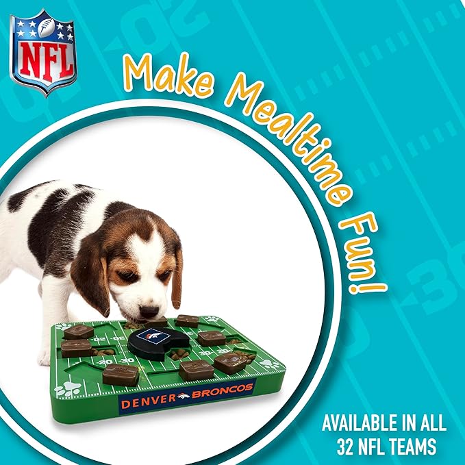 Pets First NFL Denver Broncos Puzzle, Interactive Dog Treat Puzzle Toy