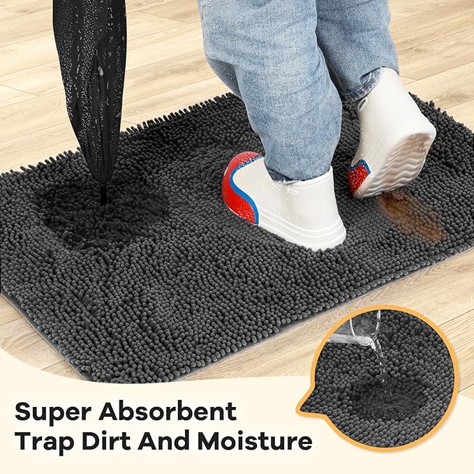 Absorbent Dog Door Mat for Muddy Paws, 72" x 48" Chenille Indoor Mats for Entryway, Trap Dirt Front Door Mat Indoor Entrance Washable Non Slip Soft