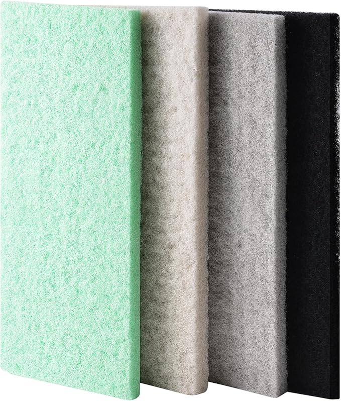 4 Pack Mixed Filter Pads 12.6" x 5" for Aquarium, Cut-to-Fit Fish Tank Filter Media with Ammonia&Carbon&Phosphate Reducer, Aquarium Filter Sponge, Compatible with Most Filters