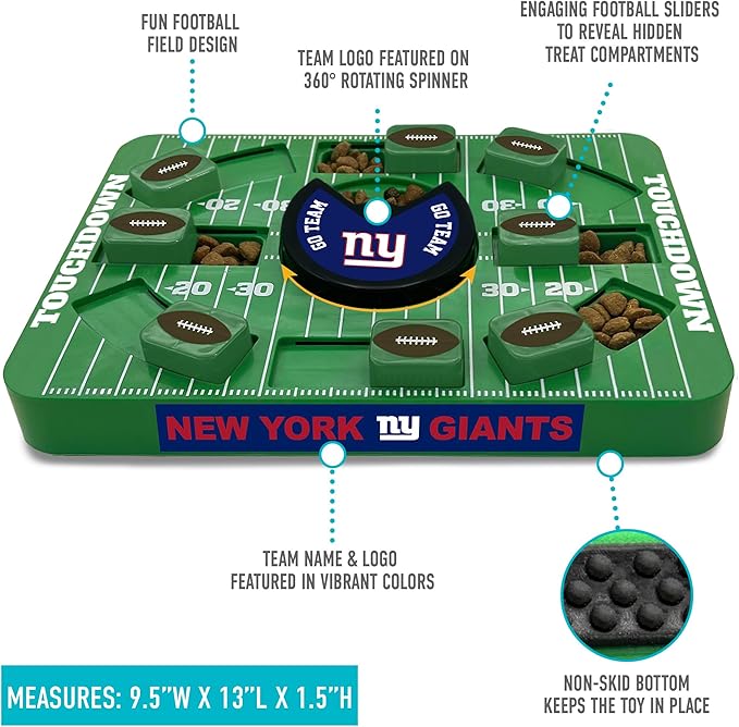 Pets First NFL New York Giants Large Puzzle Toy - Interactive Dog Treat & Slow Feeding Toy