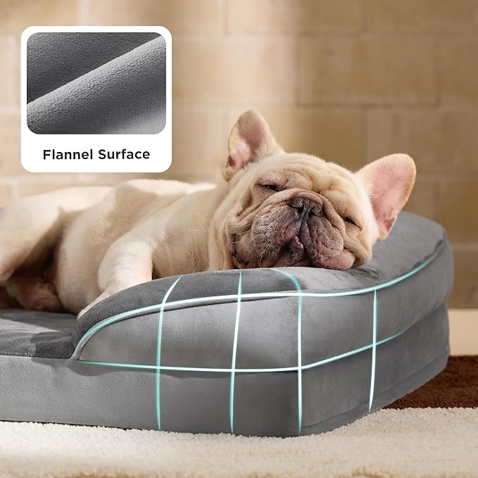 Bedsure Orthopedic Dog Bed Medium Size Dogs - Washable Medium Dog Cat Bed Waterproof, Comfort Pet Couch Sofa with Washable Removable Cover, Pets Bed with Nonskid Bottom, Grey, 28"