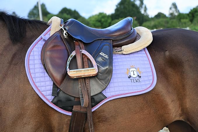 T TEKE Close Contact Saddle Pads,100% Cotton English Saddle Pads for Horses with Moisture-Wicking and Breathable Lining