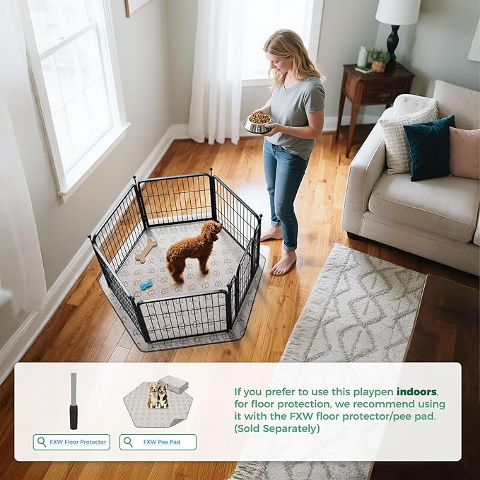 FXW Rollick Unleashed Dog Playpen for Indoor, Yard, RV Camping, 24 inch 6 Panels for Small and Puppy Dogs│Patented