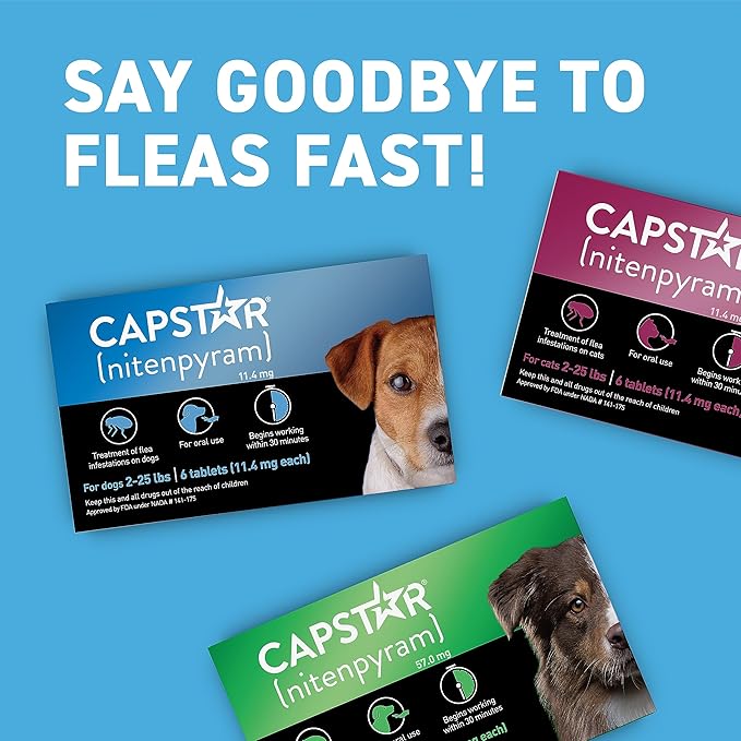Capstar(nitenpyram) for Dogs Fast-Acting Oral Flea Treatment for Dogs 2-25 lbs, Vet-Recommended Medication Tablets Start Killing in 30 Minutes, 6 Doses
