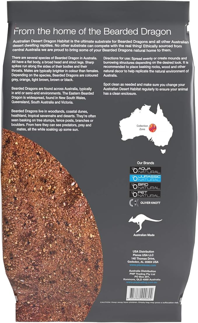 Australian Desert Dragon Habitat 20lb Substrate for Bearded Dragons and Other Lizards, Red (DESERT020)