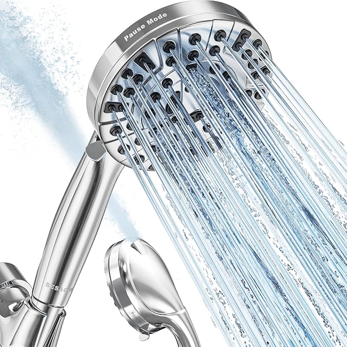 Shower Head,10 Functions High Pressure shower head with handheld, Built-in Pause Mode & 2 Power Wash, Non-Clogging Nozzles High Flow Hand Held Shower Head, Leakproof 6.5ft Hose&Metal Bracket
