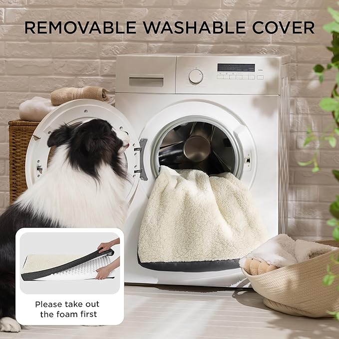 Bedsure XL Dog Bed for Crate - Large Orthopedic Flat Pet Beds with Removable Washable Cover, Egg Crate Foam Crate Mat, Suitable for Pet Up to 90 lbs