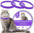 Wustentre 3 Pack Adjustable Anxiety Collar - Cat Calming Pheromones for Cats & Kittens, Stress Reliever - Relaxing Comfortable Collar (Violet)