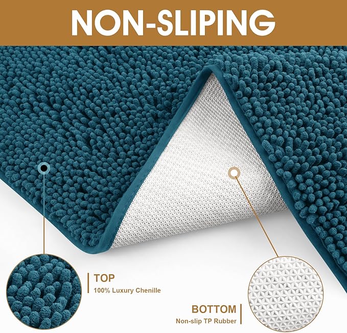 IM HOME Extra Large 71" x 25" Teal Blue Dog Door Mats for Muddy Paws, Chenille Absorbent Dog Mat, Non Slip Heavy Mud Mat for Dogs, Soft Pet Bed Mat for Entryway, Mud Paws, Inside Floor