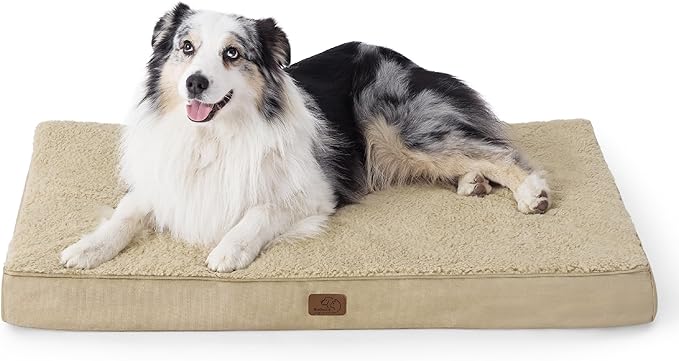 Bedsure XL Dog Bed for Crate - Large Orthopedic Flat Pet Beds with Removable Washable Cover, Egg Crate Foam Crate Mat, Suitable for Pet Up to 90 lbs