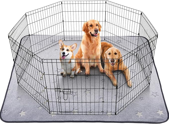 LOOBANI Washable Pee Pads for Dogs, Fast Absorption Reusable Puppy Pads, Waterproof Whelping Mats, Non Slip Training Pet Playpen Mat for Floor, Dog Crate, Grey, 1 Pack 65 x 48 in