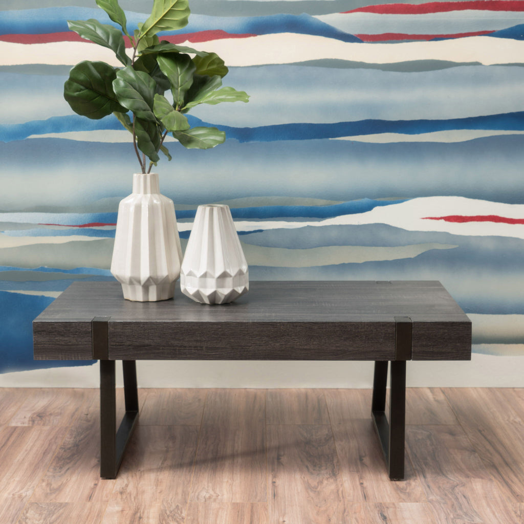 Abitha Coffee Table With Industrial Powder Coated Metal Legs