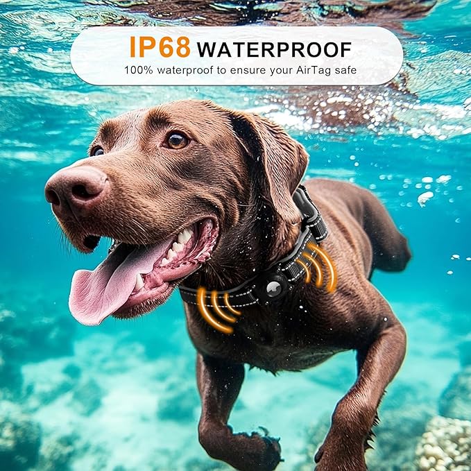 Airtag Dog Collar with Martingale Design, IP68 Waterproof Air Tag Collar Holder, Adjustable Reflective Soft Padded Nylon Dog Collar for Large Medium Small Dogs