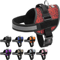 Dogline Dog Harness, Reflective No-Pull Adjustable Vest with Handle for Walking, Training, Breathable, No - Choke Harness for Small, Medium or Large Dogs Room for Patches Zebra Black/Red XL 33"-46"