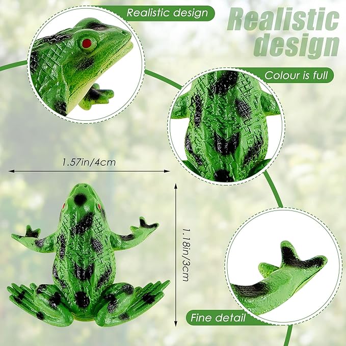 36 Pieces Plastic Frogs Toy Mini Vinyl Realistic Frog Decorations Fun Rain Forest Character Figures Lifelike Toy for Rana Crafting Party Supplies Home Decor Game