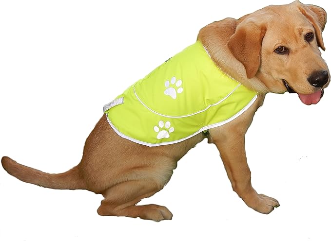 Dog Reflective Vest - Comfortable Jacket Safety Hunting, High Visibility for Dogs with Elastic Straps and Clasp Closure-Yellow, Large