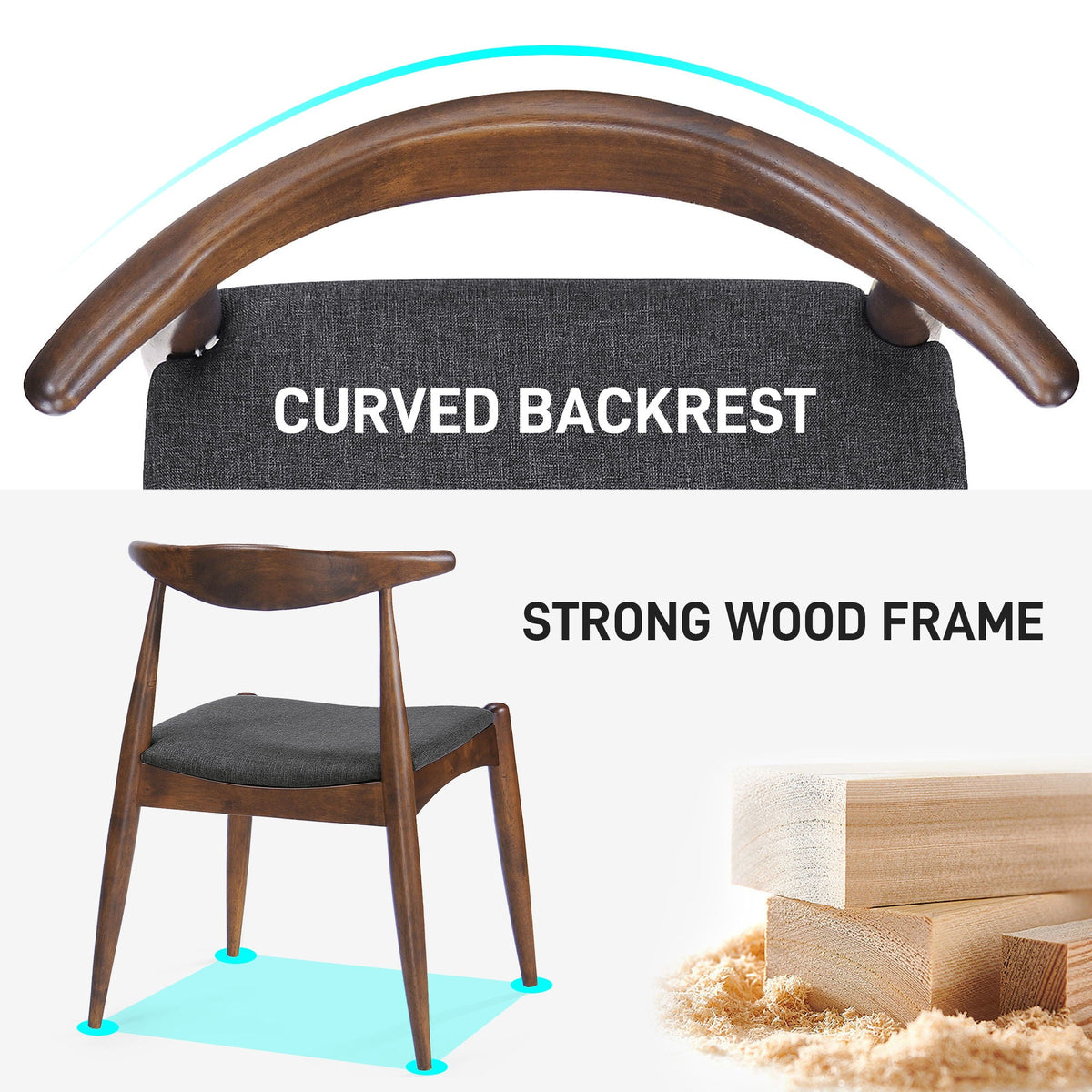 Dining Chairs With Ergonomic Backrest & Comfort Cushions (Set of 2)