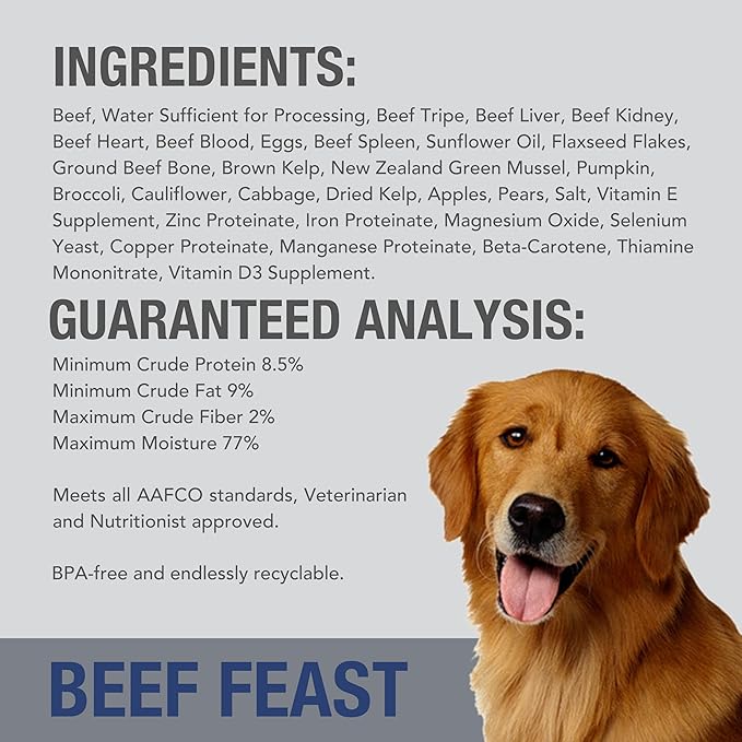 K9 Natural Wet Dog Food Pate, Beef Feast, 13 Oz Cans (Pack of 12), Grain Free, Made in New Zealand with Grass-Fed & Finished Beef, Single Source, Limited Ingredient