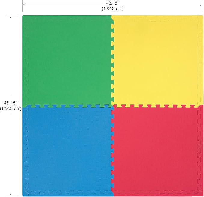 Norsk Reversible Kids Puzzle Play Mats - EVA Interlocking Foam Tiles (Multicolor/Black 4 Tiles - 16 sq. Ft. 1/2" Thick)
