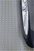 RESILIA Heavy Duty Garage Floor Runner & Protector Mat - Slip Resistant Diamond Plate PVC Mats - Water, Spill, & Stain Resistant, Silver (4 feet x 8 feet)