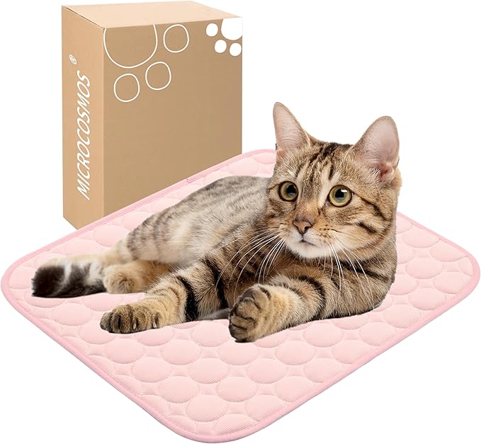 MICROCOSMOS Summer Cooling Mat & Sleeping Pad- Water Absorption Top, Easy Carry, EZ Clean, Materials Safe. Keep Cooling for Pets, Kids and Adults.(Pink, 19" x 15")
