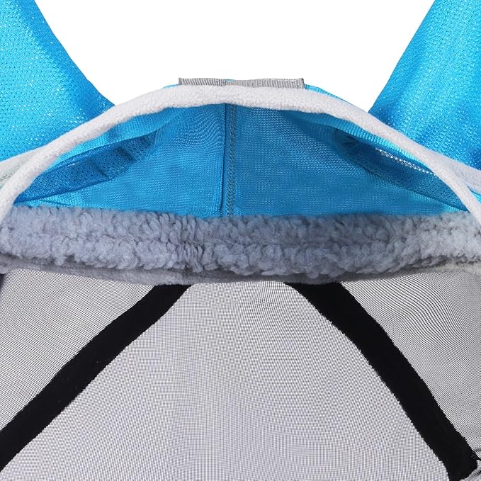 Harrison Howard CareMaster Pro Luminous Horse Fly Mask Large Eye Space Standard with Ears UV Protection for Horse Sky Blue M Cob